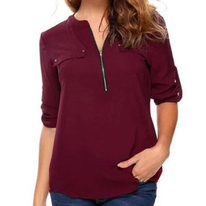 Burgundy blouse by Tempted size large